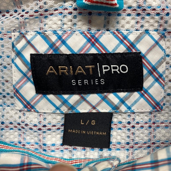 Ariat Pro Series Shirt Mens Large Plaid Short Sleeve Button Down Western Preppy - Picture 2 of 9